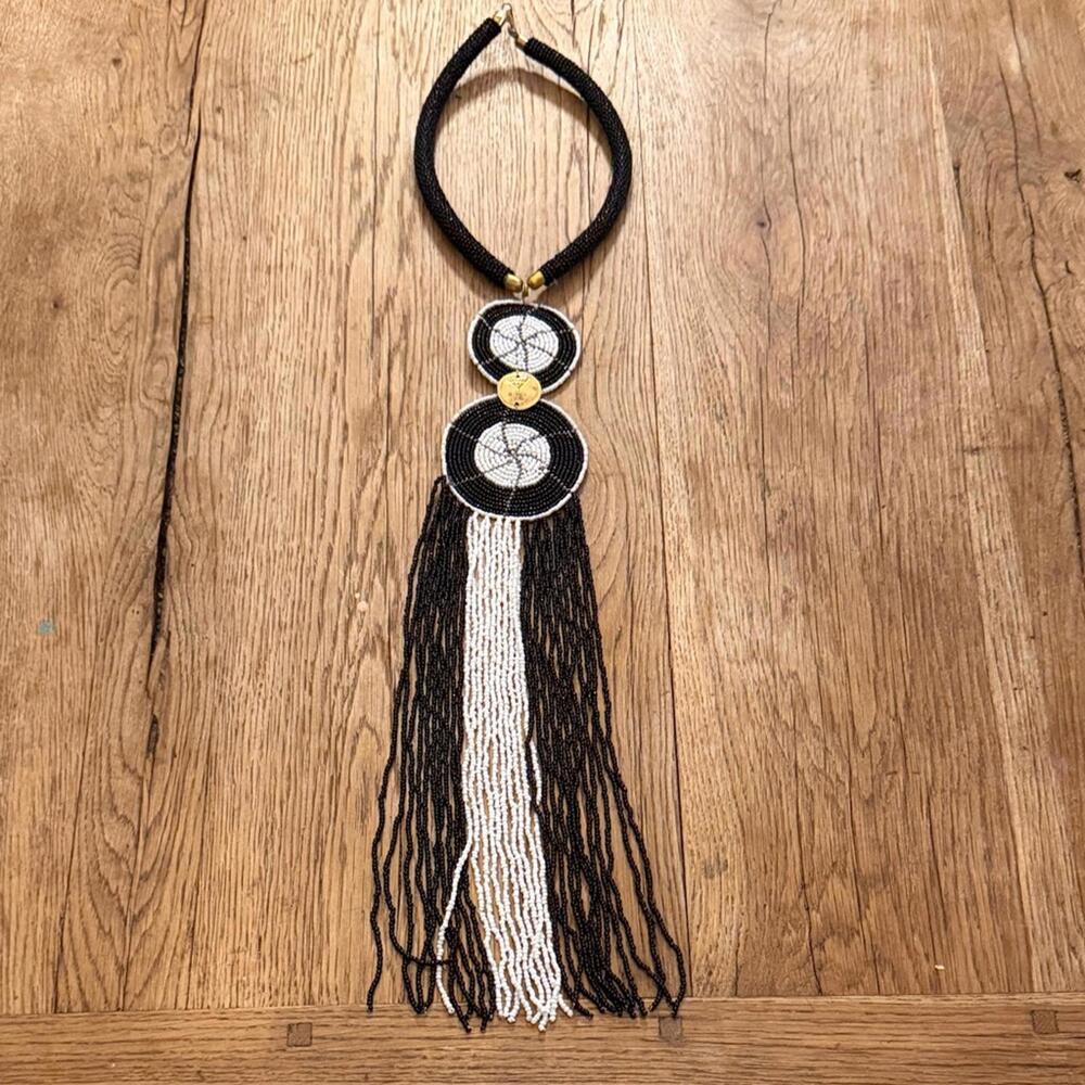 Elegant Black and White Beaded Necklace